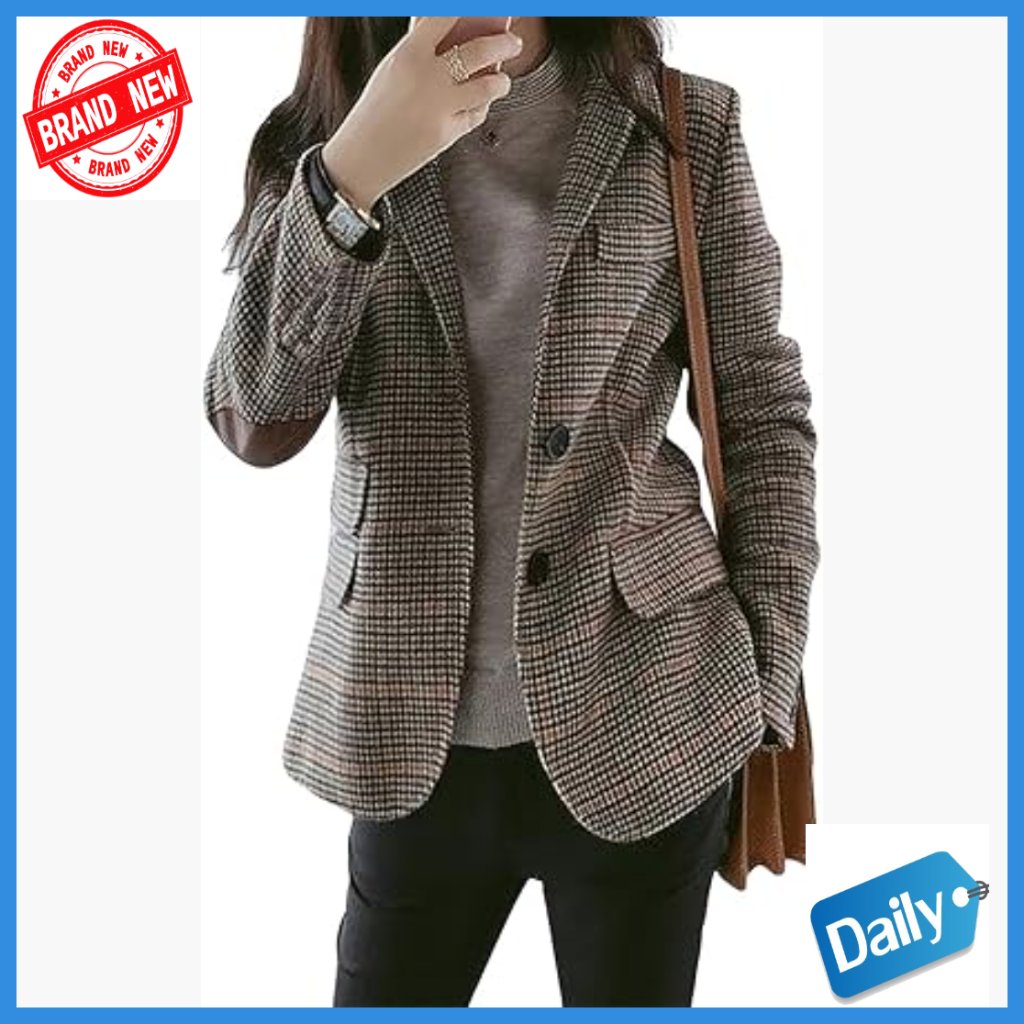 Vintage Notched Lapel Slim Fit Blazer With Patched Elbows